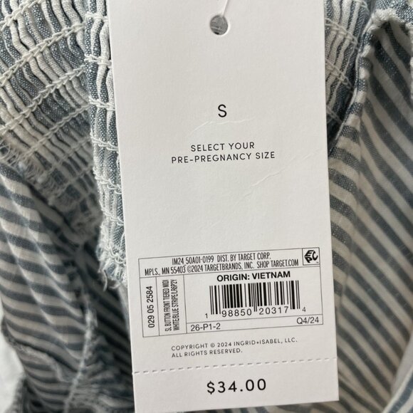 Isabel & Ingrid Dress Striped Blue White Sleeveless Size Small NWT - Picture 13 of 13